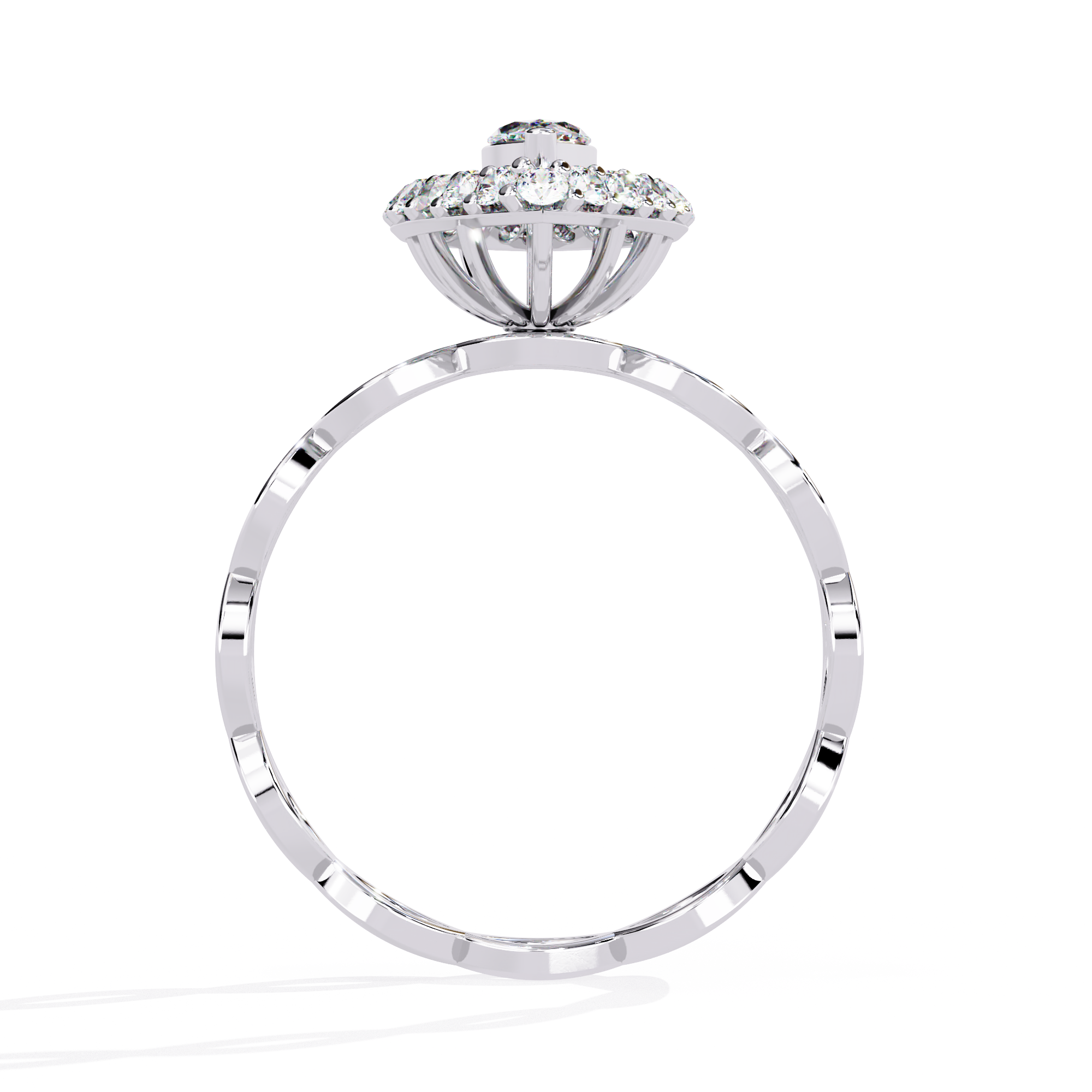 Solitairekart-0.56 CT Lab Grown Diamond Marquise Sunburst Halo Engagement Ring